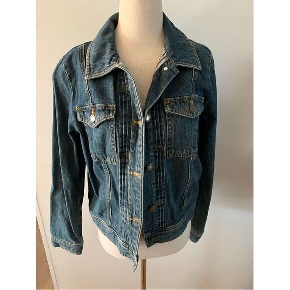 Jean jacket, 100% cotton size petite medium PM Valerie Stevenson - Picture 1 of 3